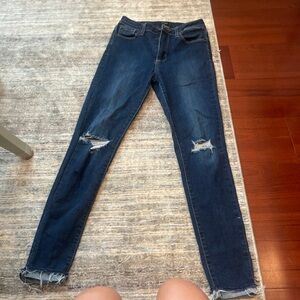 Just Black Dark Blue Distressed Skinny Jeans
